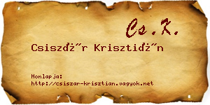 Csiszár Krisztián névjegykártya